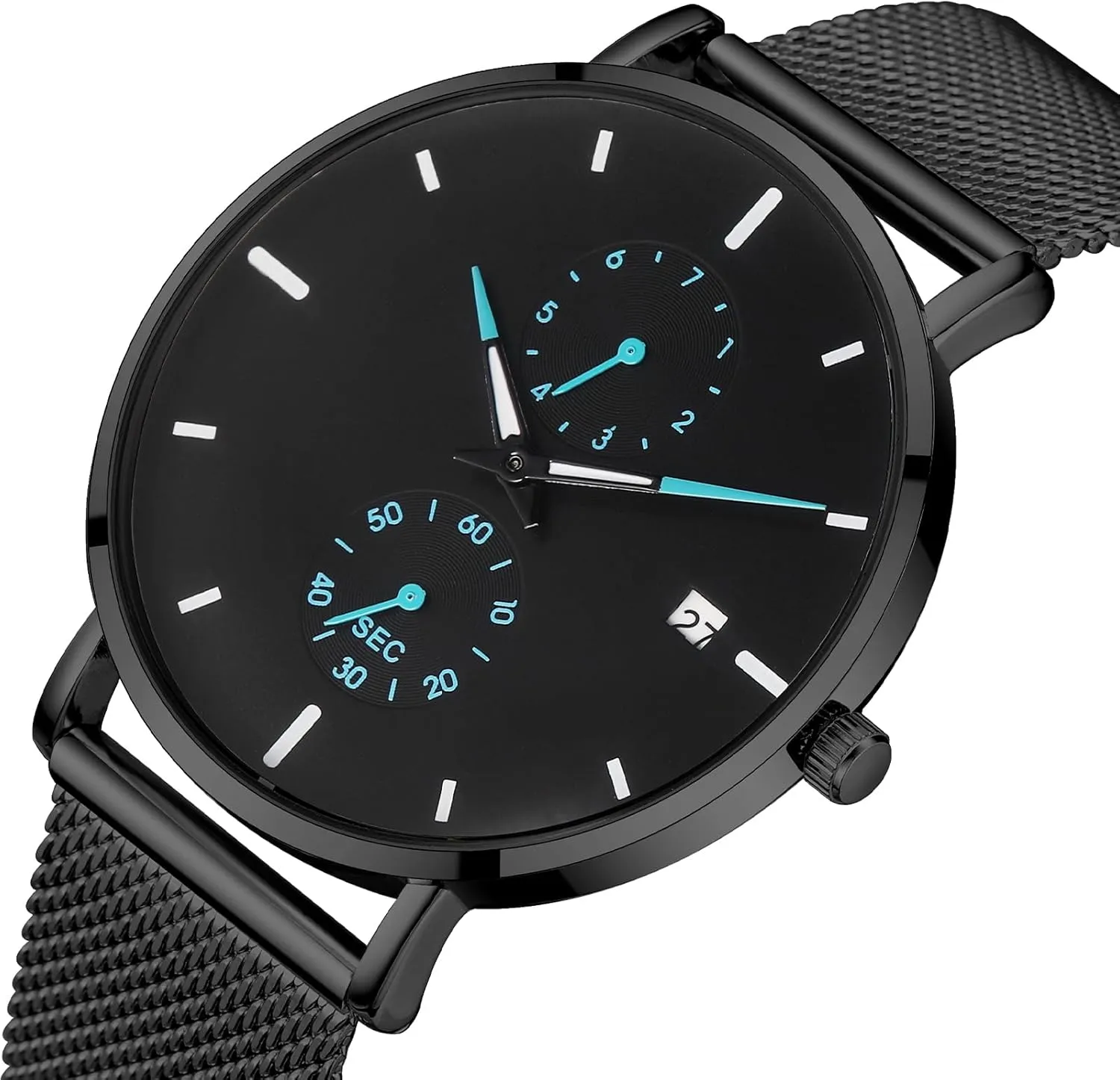 with Waterproof Men's Watch Simple Men's Wrist Watch Simple deceive sulfur uniformity Ultra-Thin Fashion Mesh Stainless Steel Quartz Date Watches for Men 