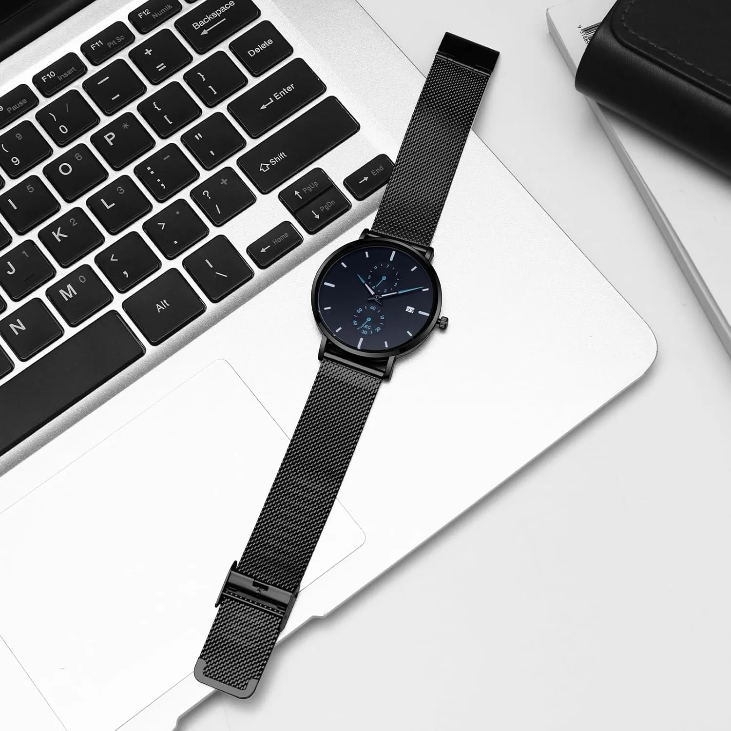 with Waterproof Men's Watch Simple Men's Wrist Watch Simple deceive sulfur uniformity Ultra-Thin Fashion Mesh Stainless Steel Quartz Date Watches for Men 
