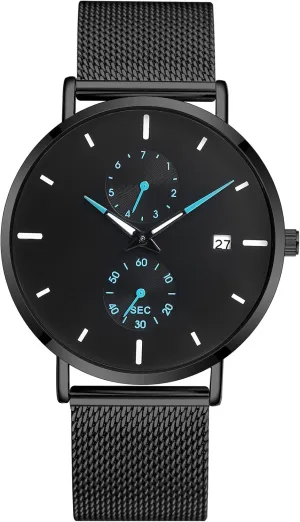 with Waterproof Men's Watch Simple Men's Wrist Watch Simple deceive sulfur uniformity Ultra-Thin Fashion Mesh Stainless Steel Quartz Date Watches for Men 
