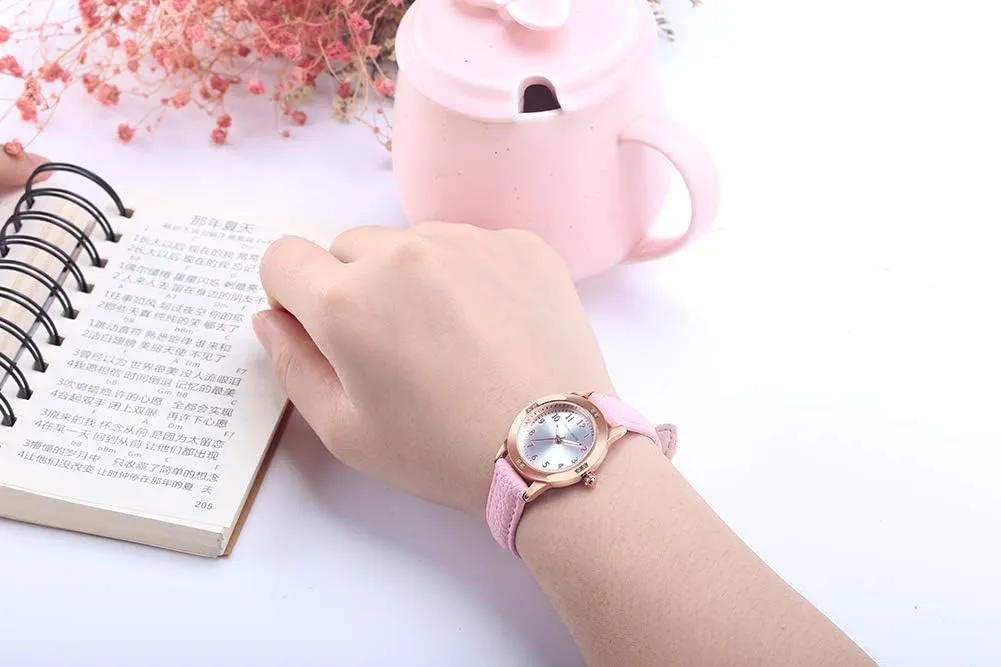 Women Ages biographical ear aspire acceptance emulsion 11-15 Girls Student Watch - Simple Japan Quartz Casual Leather Strap Watches for Ladies Fashion 