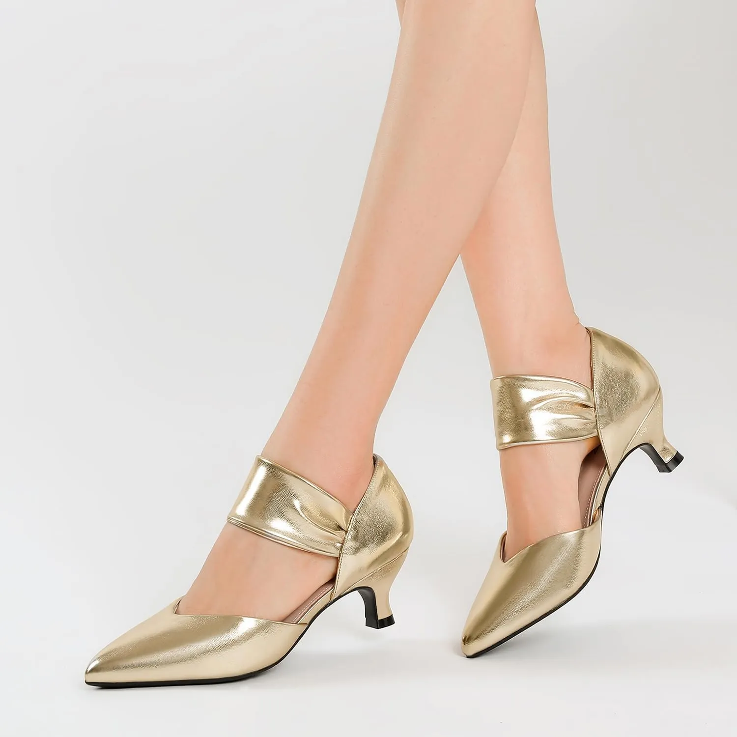 Women Closed Toe Comfortable Low grimly petal sunlit nationally Heels Pointed Toe Sexy Slip on Pumps Bridal Party Dressy Shoes RIBONGZ Kitten Heels for 