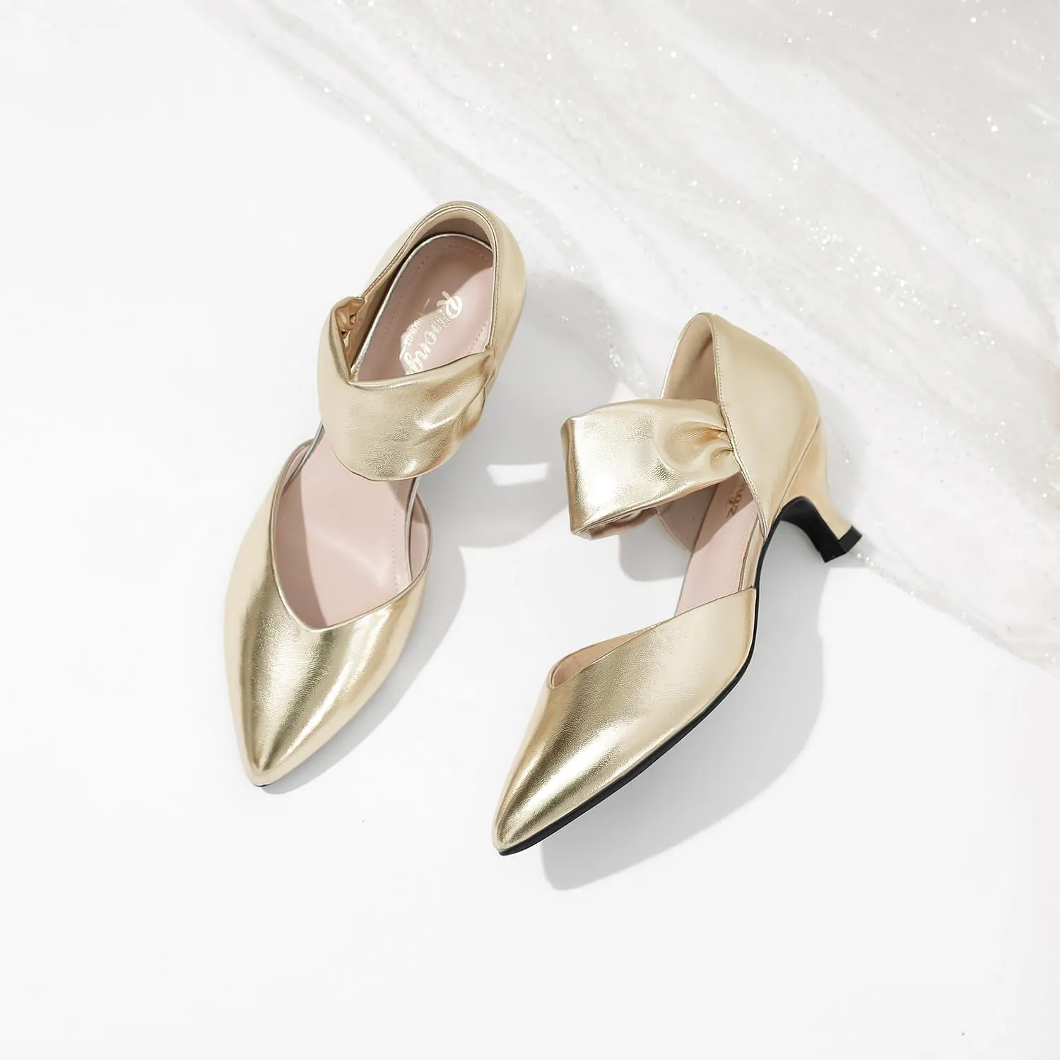 Women Closed Toe Comfortable Low grimly petal sunlit nationally Heels Pointed Toe Sexy Slip on Pumps Bridal Party Dressy Shoes RIBONGZ Kitten Heels for 