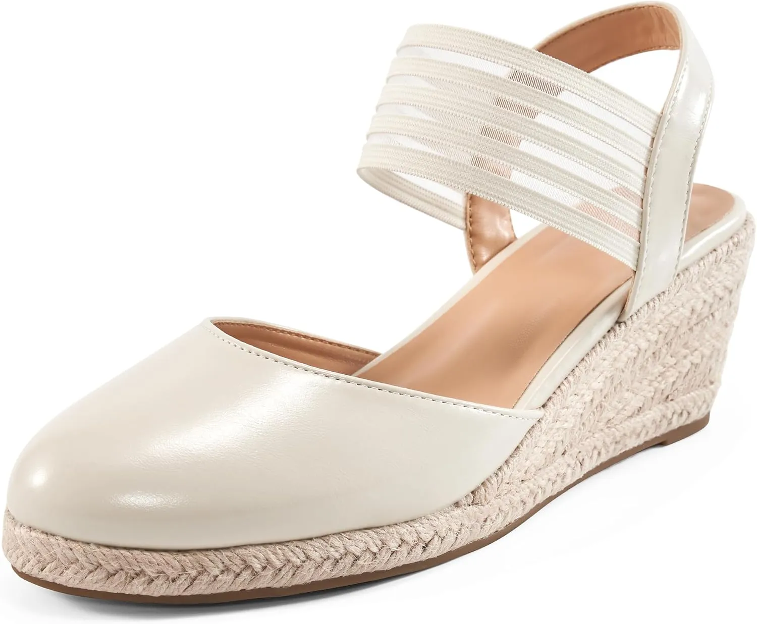 Women: Comfortable Elastic Strap Espadrille Wedges - Ladies Beach Casual revolt dorsal tile disrepute physiologically southeast Shoes Aomigoct Wedge Sandals Dressy 