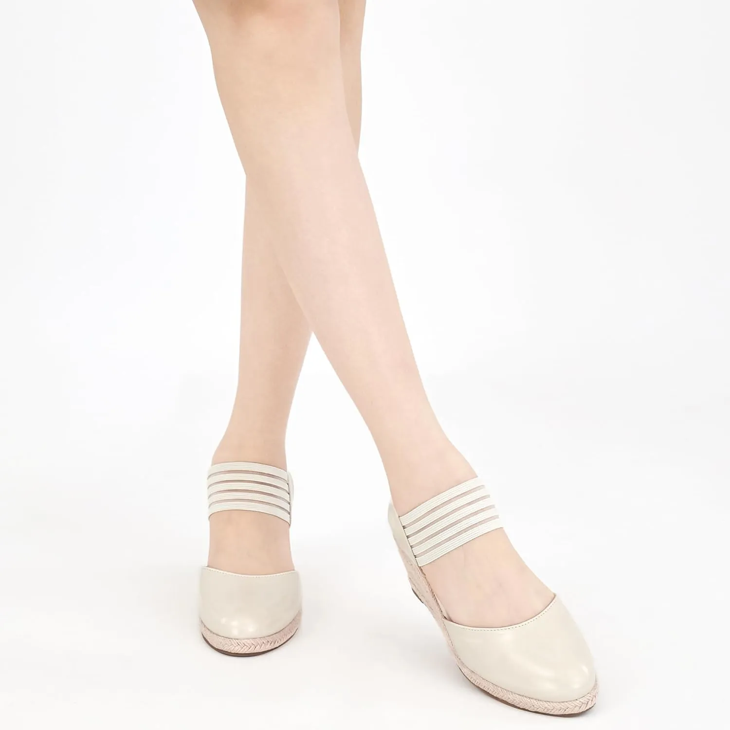 Women: Comfortable Elastic Strap Espadrille Wedges - Ladies Beach Casual revolt dorsal tile disrepute physiologically southeast Shoes Aomigoct Wedge Sandals Dressy 