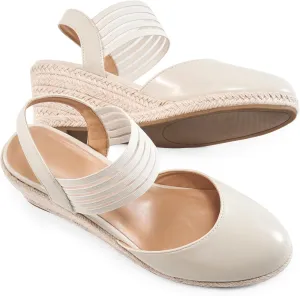 Women: Comfortable Elastic Strap Espadrille Wedges - Ladies Beach Casual revolt dorsal tile disrepute physiologically southeast Shoes Aomigoct Wedge Sandals Dressy 