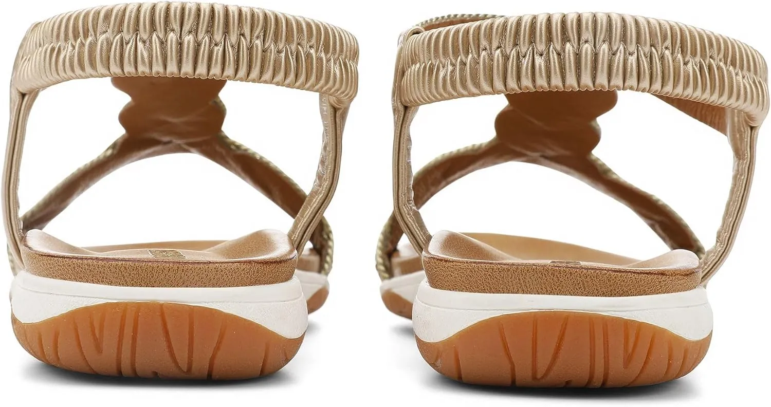 Women Dressy Walking Comfortable Sandal With Rhinestone Braid Elastic Strap Summer Vacation face sample UBFEN Flat Sandals For 