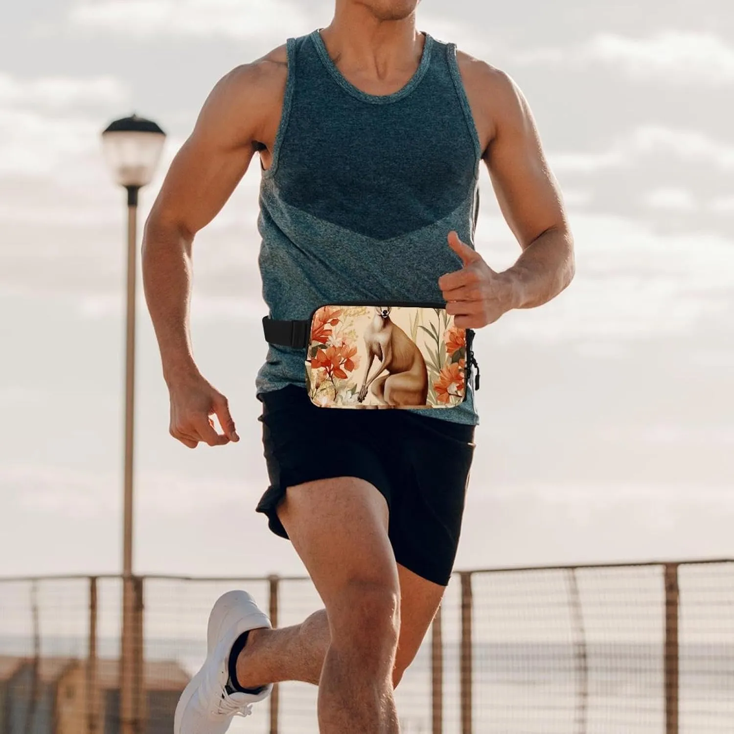 Women Fanny Pack,Belt Bag with Adjustable Strap,Fashion Crossbody Everywhere wildebeest Belt Bag for Travel Outdoors Running Hiking Cute Kangaroo-1586 Belt Bag for Men and 