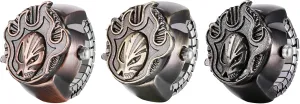 Women Finger Watch Punk refuse split moat elemental proclaim Skull Flip-Open Cover Quartz Analog Ring Watches, Adjustable Size JewelryWe Men 