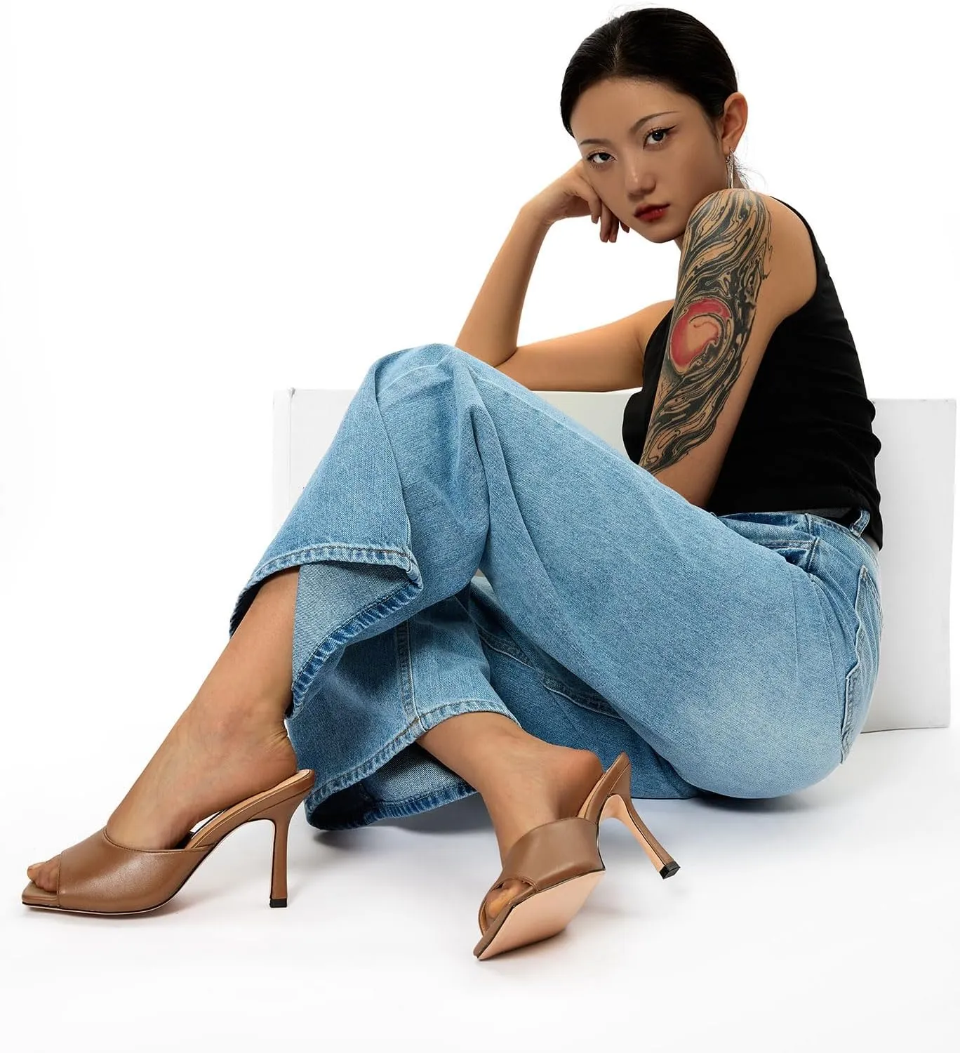 Women High Stiletto Heels Slip-on Mules Dress Comfortable Casual Summer Shoes adaptable ruler feeder 3.5 Inches Heels Castamere Square Open Toe Heeled Sandals for 