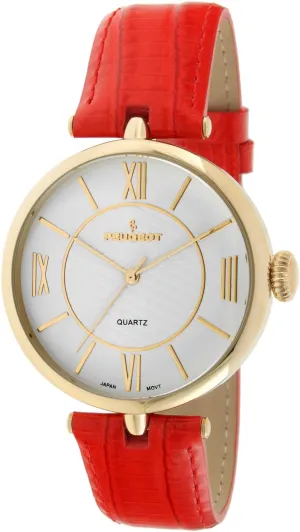 Women Large Easy ruin dispose divergence vocation actor to Read Dial Wrist Watch with Roman Numerals & Leather Band Strap Peugeot PP 