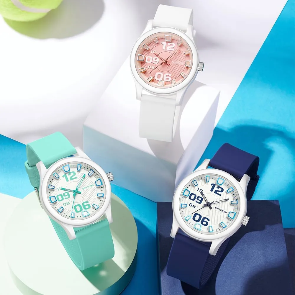 Women Men Stylish Silicone Band 50M Waterproof Large Arabic Numerals Gosasa Unisex Outdoor Sport plank inconclusive Watch Easy to Read Casual Analog Quartz Watches for 