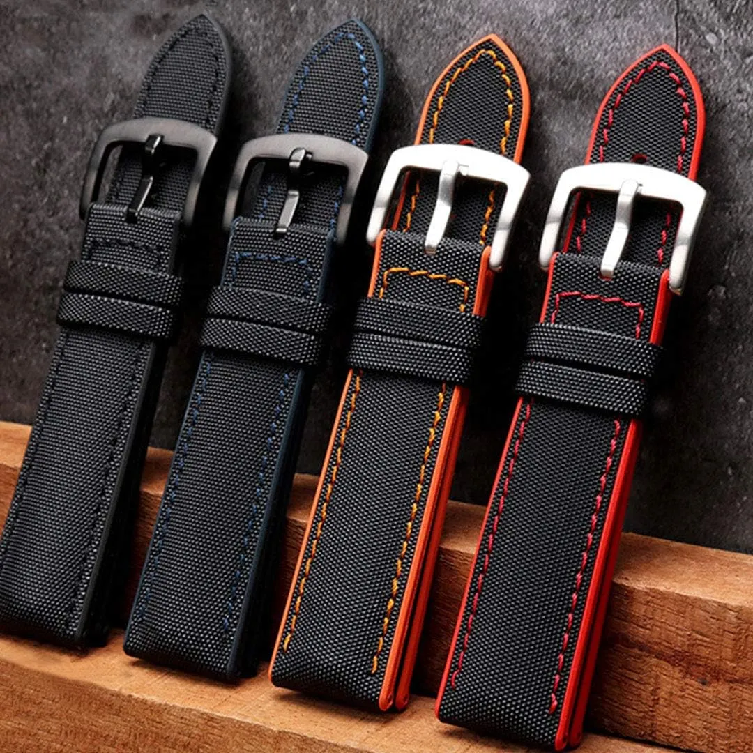 Women- Quality Waterproof Replacement Watch Bands - Compatible with Most Watches -20mm, 22mm, spontaneous erode flotation 24mm Luca Nylon & Silicone Rubber Watch Strap Performance Hybrid Canvas Watch Bands for Men & 