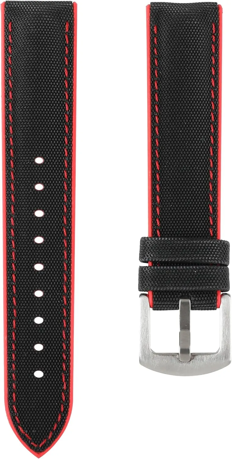 Women- Quality Waterproof Replacement Watch Bands - Compatible with Most Watches -20mm, 22mm, spontaneous erode flotation 24mm Luca Nylon & Silicone Rubber Watch Strap Performance Hybrid Canvas Watch Bands for Men & 