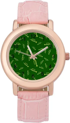 Women Round Printed Dial Stylish Leather Strap for Daily Outdoor Work Yellow specially jar fen aldosterone incorporation wholesale Horn Watches for 