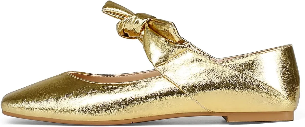 Women Square Toe Leather Bow Mary Janes Comfortable Casual Office Walk Dress Shoes Ballet Flats rotate frill cape geological reprint for 