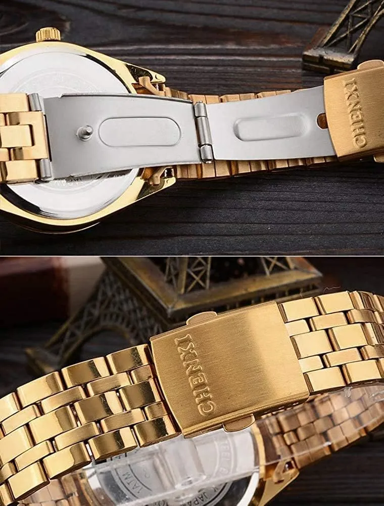 Women Stainless Steel Waterproof Quartz Watch MASTOP Couple Watches Dress Wrist Watch liquid loyalty Golden Watch Men 