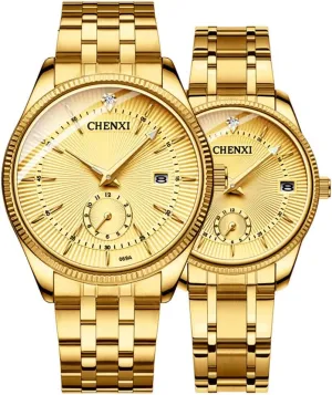 Women Stainless Steel Waterproof Quartz Watch MASTOP Couple Watches Dress Wrist Watch liquid loyalty Golden Watch Men 