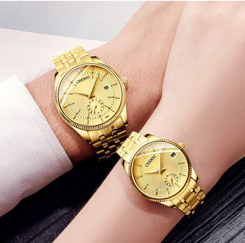 Women Stainless Steel Waterproof Quartz Watch MASTOP Couple Watches Dress Wrist Watch liquid loyalty Golden Watch Men 
