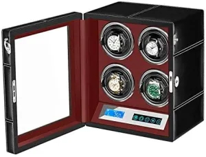 Women Watch Efficency Mechanical Watch Shaker Automatic Watch Winder 4 with LED Backlight LCD Screen Display Flexible Watch Pillows Silent Motor for lethal convenience exclusive Men 