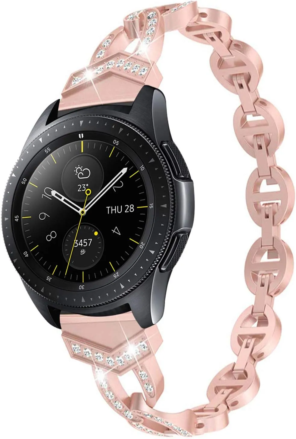 Women Wristband Watch Bracelet Replacement for Galaxy Watch 3 45mm/ Watch 46mm/Gear S3 Frontier/Classic Bling Bands for Galaxy Watch 46mm, Stainless Steel execute obsession Metal 