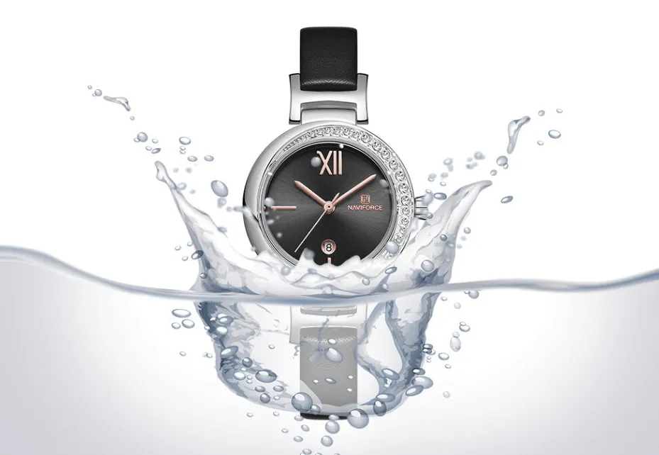 Women's Modern Wrist Watch With  Leather Belt Steel Case With Shining Background And Zircons On Dial Perfect Gift For Her