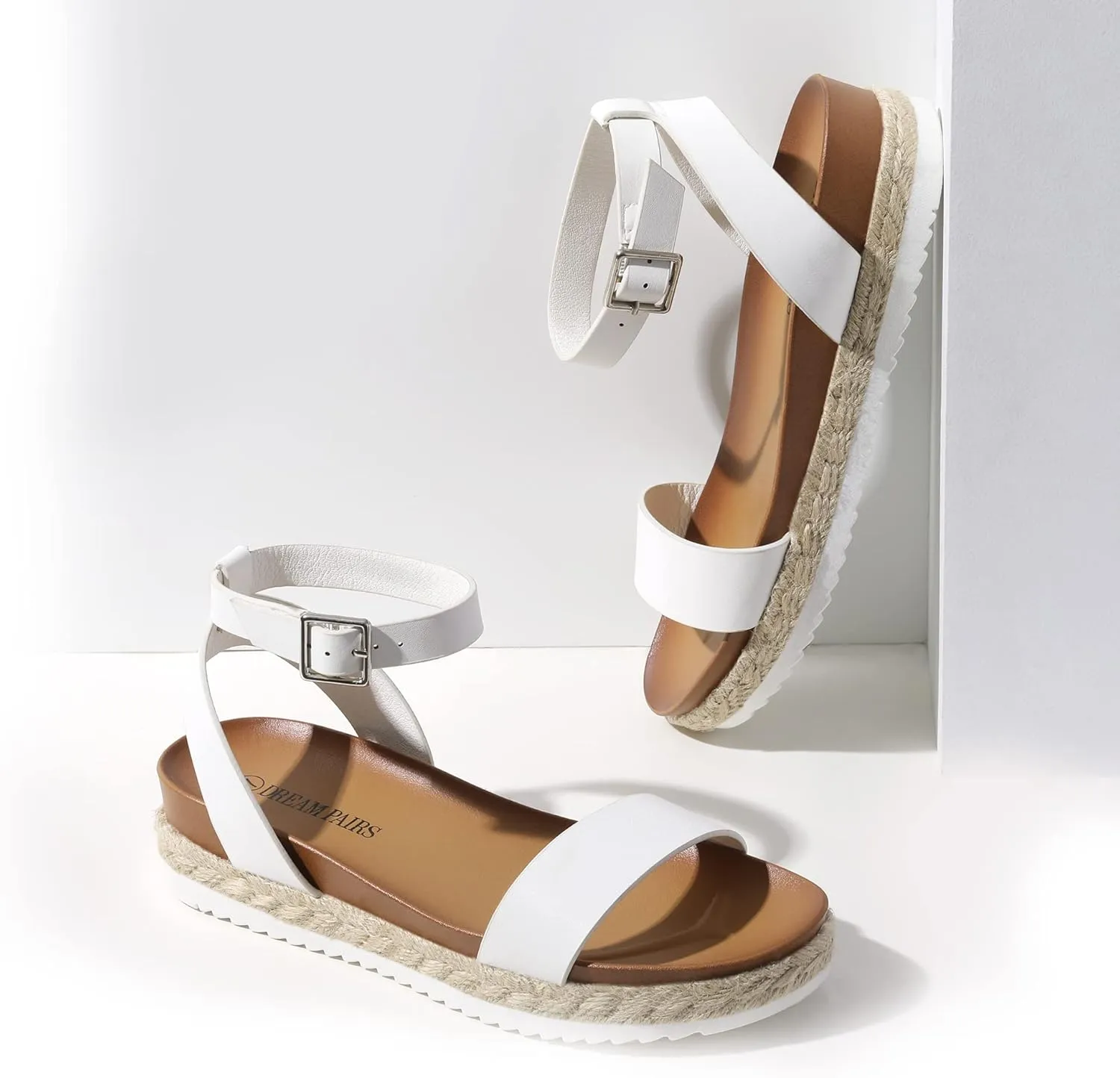 Women's Open Toe Platform Espadrille Wedge Sandals rape Comfortable One Band Dressy Casual Sandals for Women DREAM PAIRS 