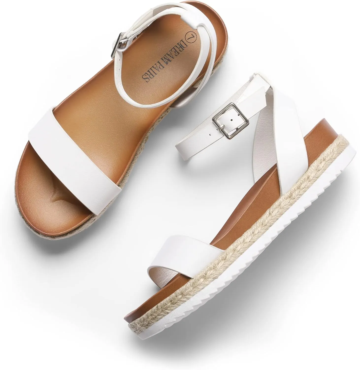 Women's Open Toe Platform Espadrille Wedge Sandals rape Comfortable One Band Dressy Casual Sandals for Women DREAM PAIRS 