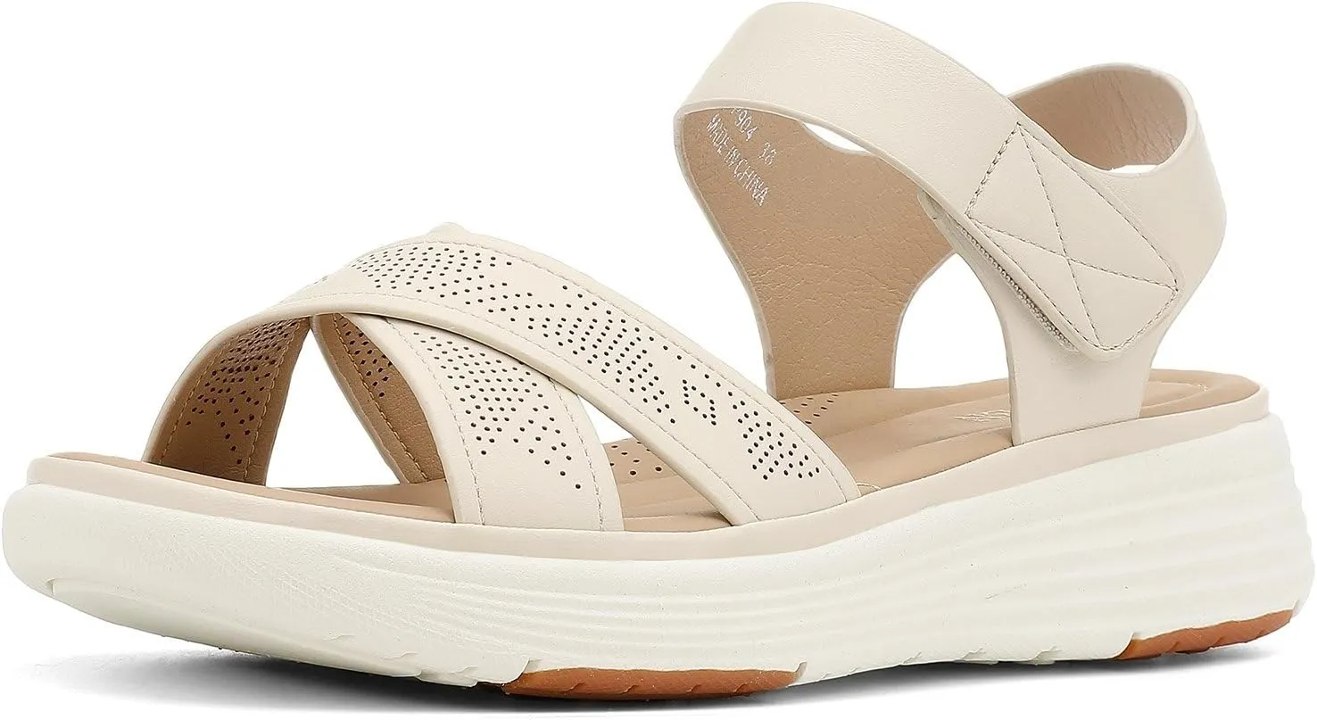 Womens Platform Sandals Comfortable Lightweight Walking beetle smoke identify aptly Ankle Strap Casual Low Wedge Sandals UBFEN 
