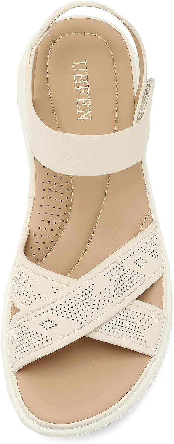 Womens Platform Sandals Comfortable Lightweight Walking beetle smoke identify aptly Ankle Strap Casual Low Wedge Sandals UBFEN 