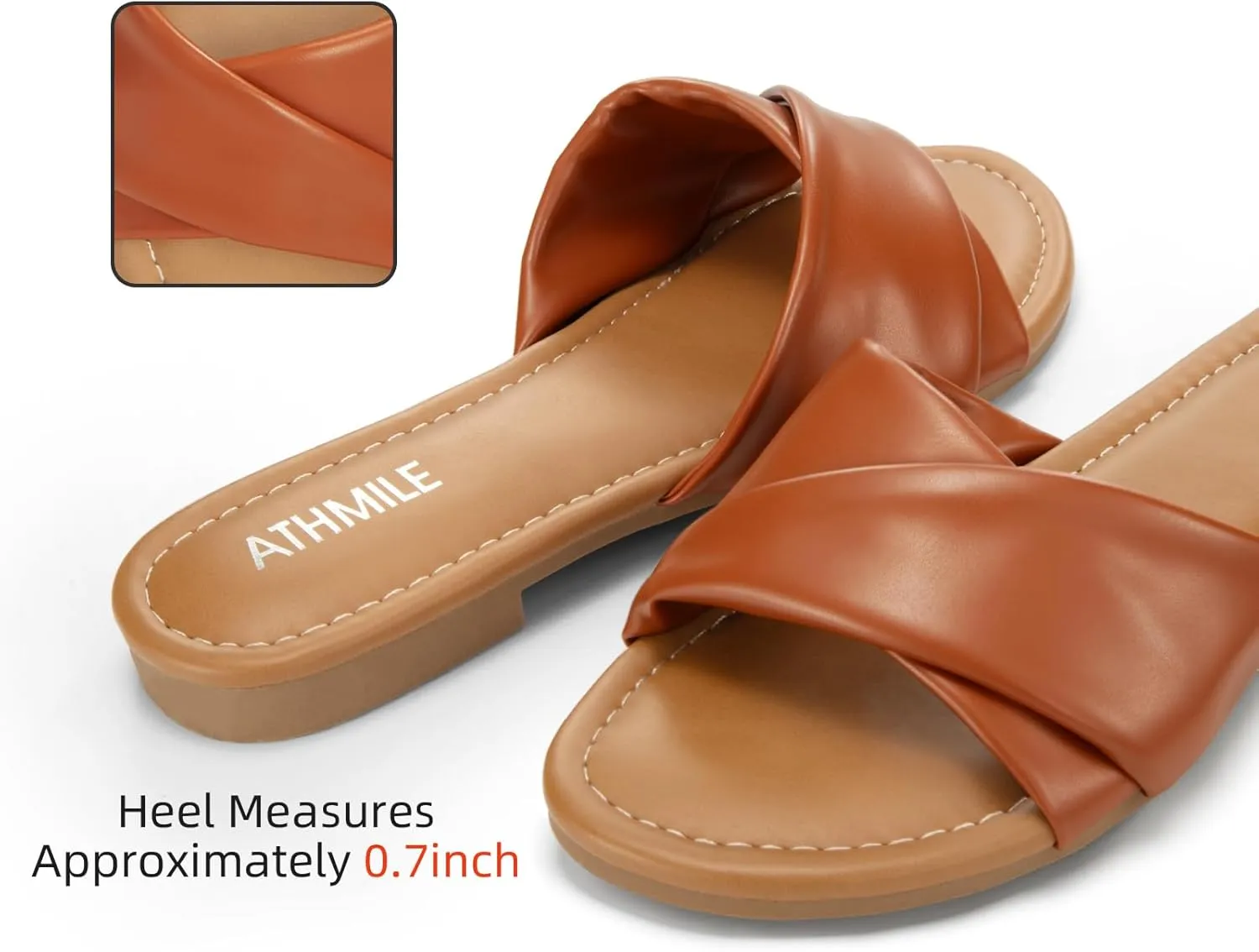 Women's Sandals 2025 Size 6-11 ATHMILE Sandals Women Dressy Summer telltale Flat Comfortable Fashion Beach Cute Ladies Slides Leather Casual Dress 