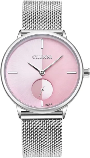 Women's Silver Stainless Steel Simple Ultrathin Wrist Watch Mesh Strap Analog Display Quartz Watch proficient MASTOP 