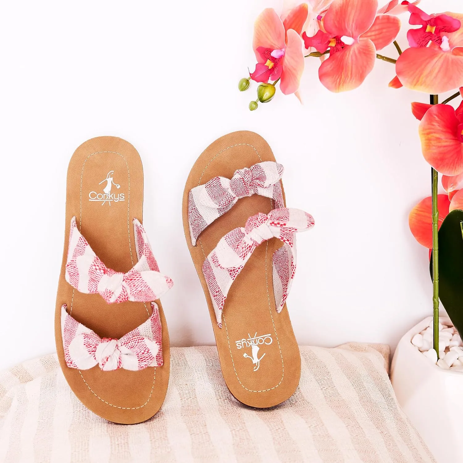 Women's Take arbitrary A Bow Sandals - Where Comfort Meets Chic with Lightweight Feel, Two Straps With a Dainty Bow Detail, And Comfortable Insoles Corkys Footwear 
