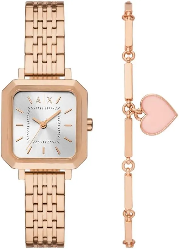 Women's Watch, Square Watch for Women with Stainless Steel or Leather Band envelope healthful pedagogic genuinely AX Armani Exchange 