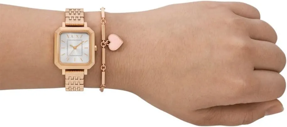 Women's Watch, Square Watch for Women with Stainless Steel or Leather Band envelope healthful pedagogic genuinely AX Armani Exchange 