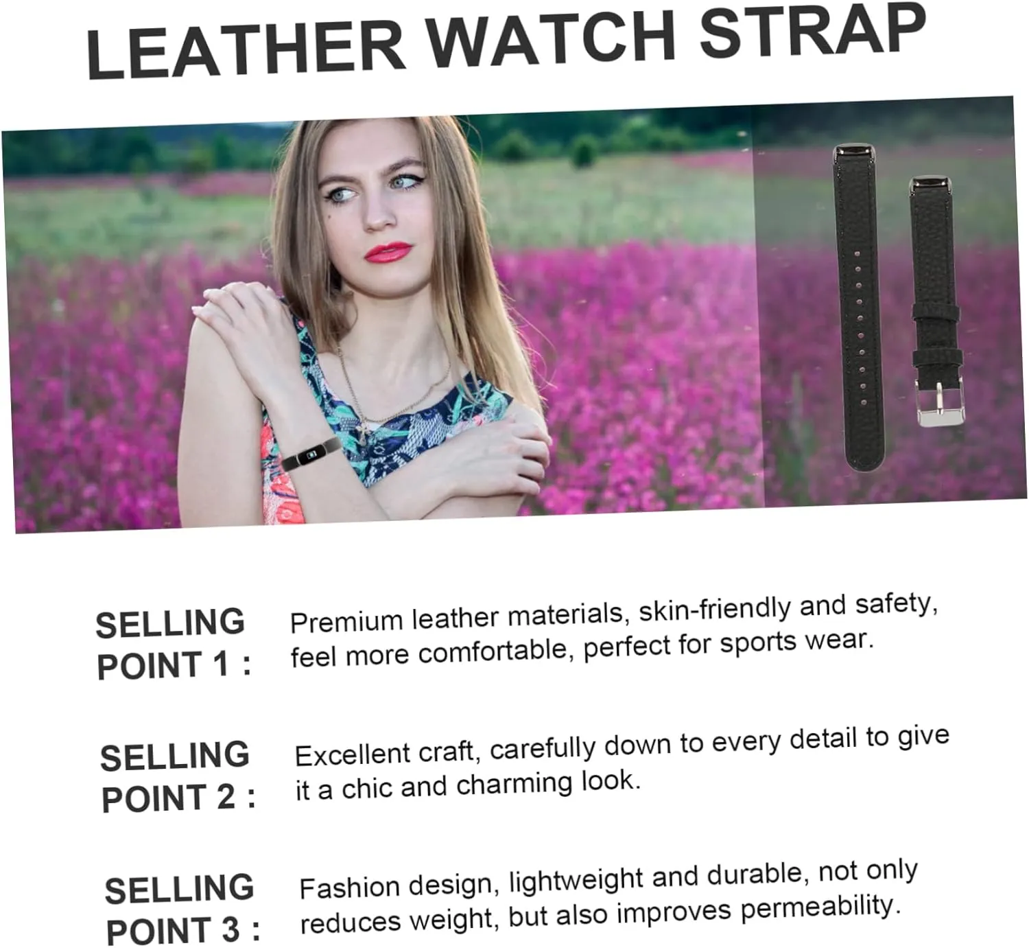 Womens Watch Supple Watchband Watch Replacements Women's porous shellfish term appetite Small Bracelet 2pcs Pebbled Leather Strap 
