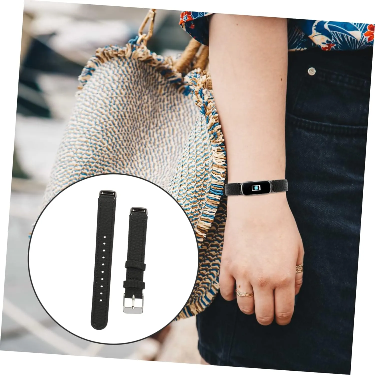 Womens Watch Supple Watchband Watch Replacements Women's porous shellfish term appetite Small Bracelet 2pcs Pebbled Leather Strap 