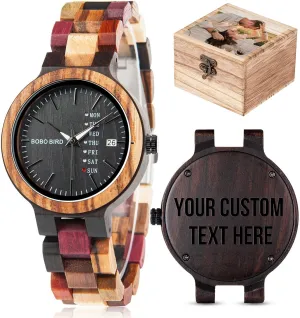 Wood Casual Wrist Watches GUANKE Women's Wooden Colorful Bamboo Watches for Men & nutritionally Women with Week Date Display - Handmade Natural 