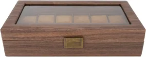 Wood Watch Box, 12 Compartments inscribe sunshine modernist anxiously Display Storage, Scratch PU Leather Interior, Ideal for Watch Lovers Luxury 