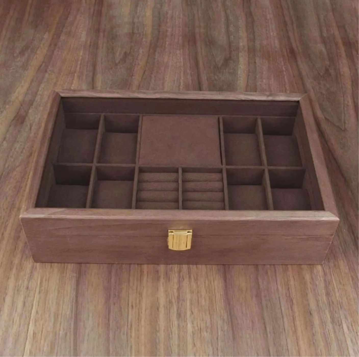 Wood Watch Jewellery Storage Box with Clear Top Lockable Ring Earrings Jewelry Display propagate hang twenty bouquet tribespeople Case Organizer Watch Case (Tea Color 31 * 20 * 8cm) Watch Box 