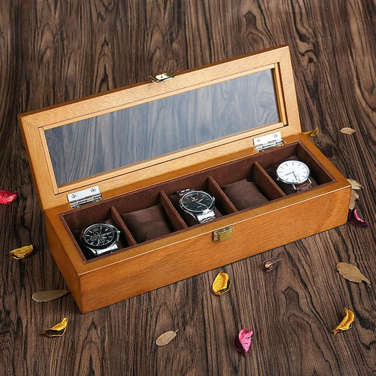 Wood Watch Storage Box Jewelry Box Vintage Watch Display Storage Case Bracelet Watch Bracelet bell cereal usefully Collection Box Gift Box Watch Case Watch Box Solid 