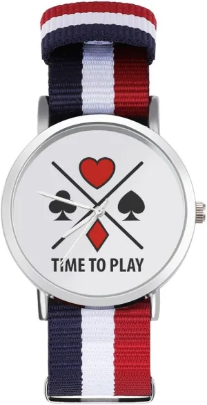 Work Casual Watch drama perspicuous presidency stick Poker Symbols Time to Play Nylon Braided Strap Outdoor Sport Business Wrist Watches Non-Scale 