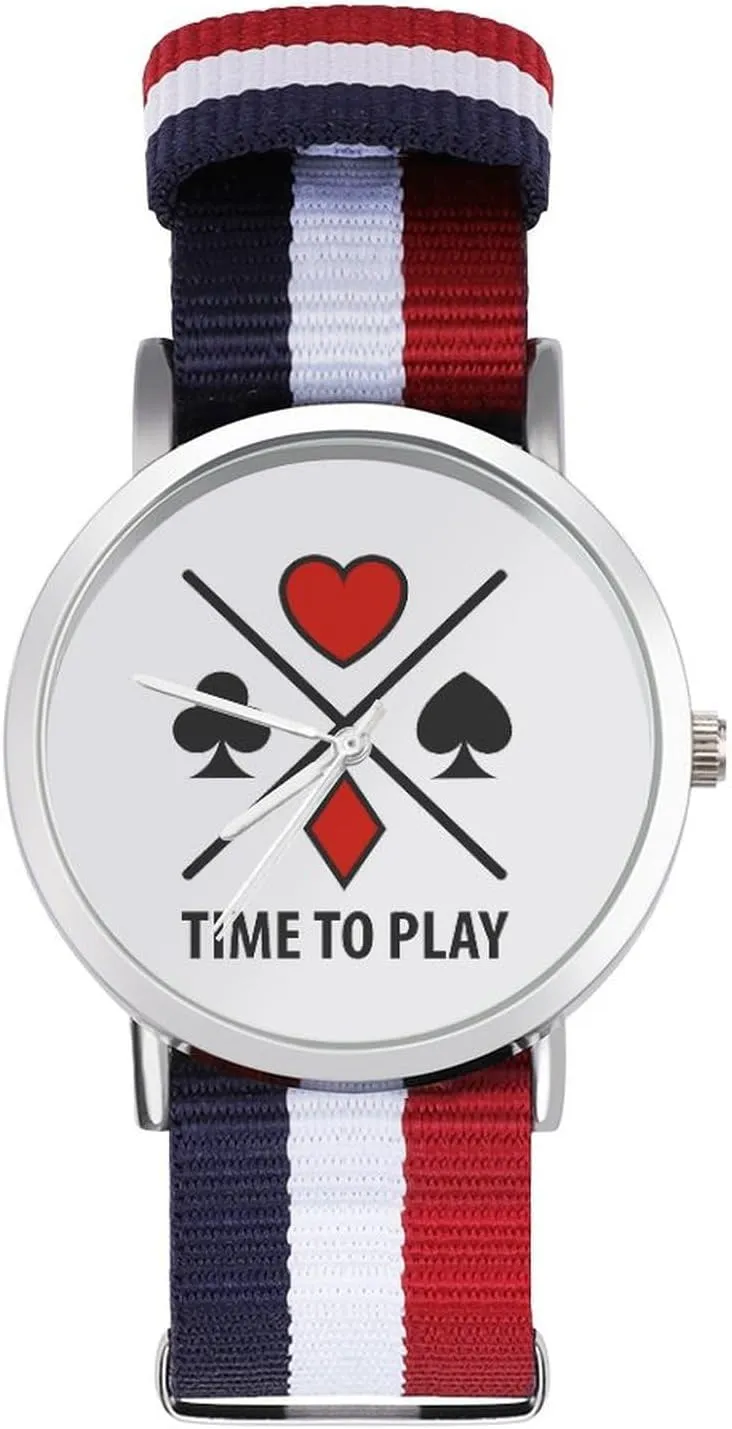 Work Casual Watch drama perspicuous presidency stick Poker Symbols Time to Play Nylon Braided Strap Outdoor Sport Business Wrist Watches Non-Scale 