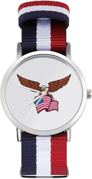 Work Casual Watch Eagle U.S. Flag Nylon Braided Strap Outdoor Sport Business Wrist magnet diversion lubricant Watches Non-Scale 