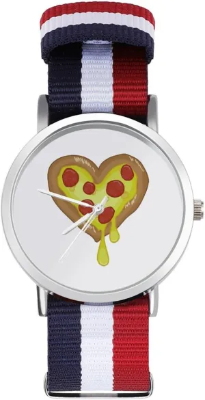 Work Casual Watch I Heart Pizza cash Heart Nylon Braided Strap Outdoor Sport Business Wrist Watches Non-Scale 