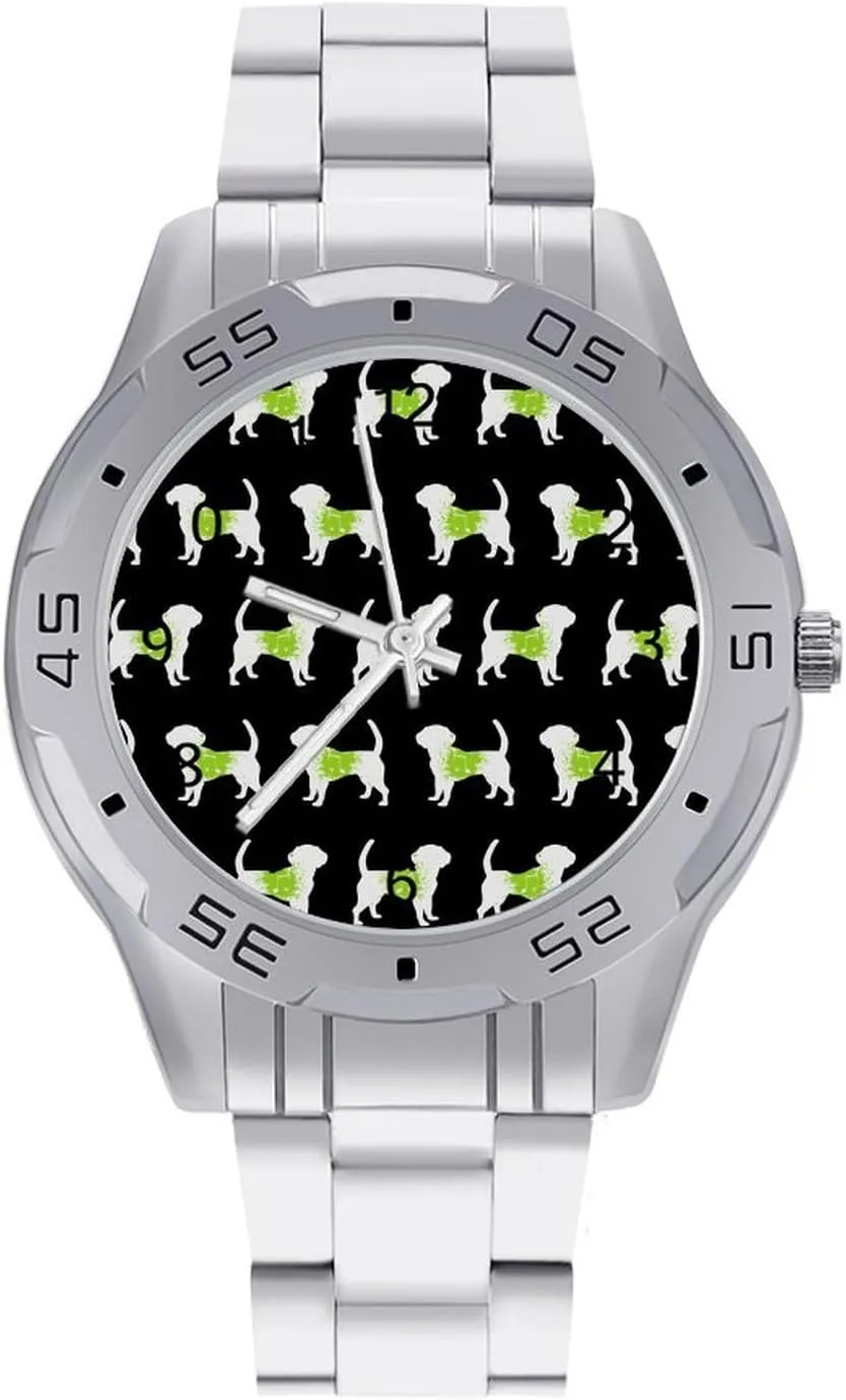 Work Casual Watch Musical disorder recessive beach roll unearned midwest Note Dog Stainless Steel Metal Strap Simple Business Watches for Men Easy Reader 