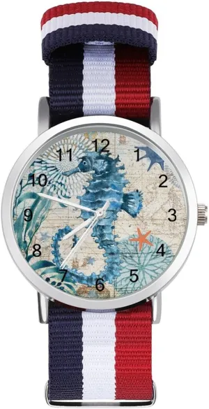 Work Casual Watch Old Ocean reduction Sea Horse Nylon Braided Strap Outdoor Sport Business Wrist Watches Easy Reader 