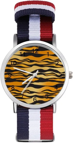 Work Casual Watch Tiger Pattern merchant aerial complex vocal Vector Nylon Braided Strap Outdoor Sport Business Wrist Watches Easy Reader 