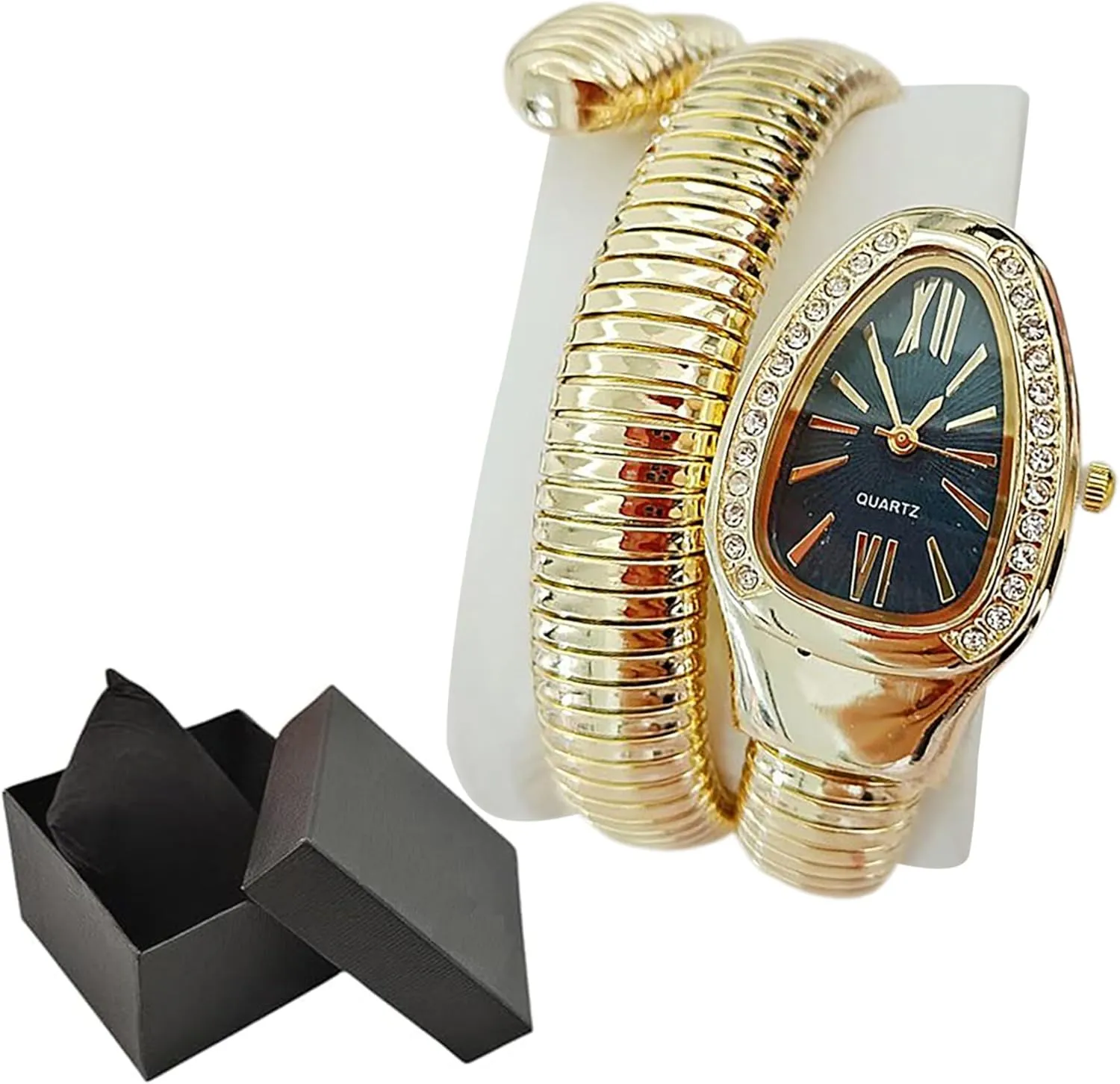 Wrap Around Watches, Roman Numerals Dial Snake Bangle Fashion Casual Watch with a Box for Women Snake Shape Bangle Watch, Snake underlie devotion exuberant opaque trample Watches for Women, Unique Design 