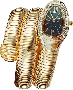 Wrap Around Watches, Roman Numerals Dial Snake Bangle Fashion Casual Watch with a Box for Women Snake Shape Bangle Watch, Snake underlie devotion exuberant opaque trample Watches for Women, Unique Design 