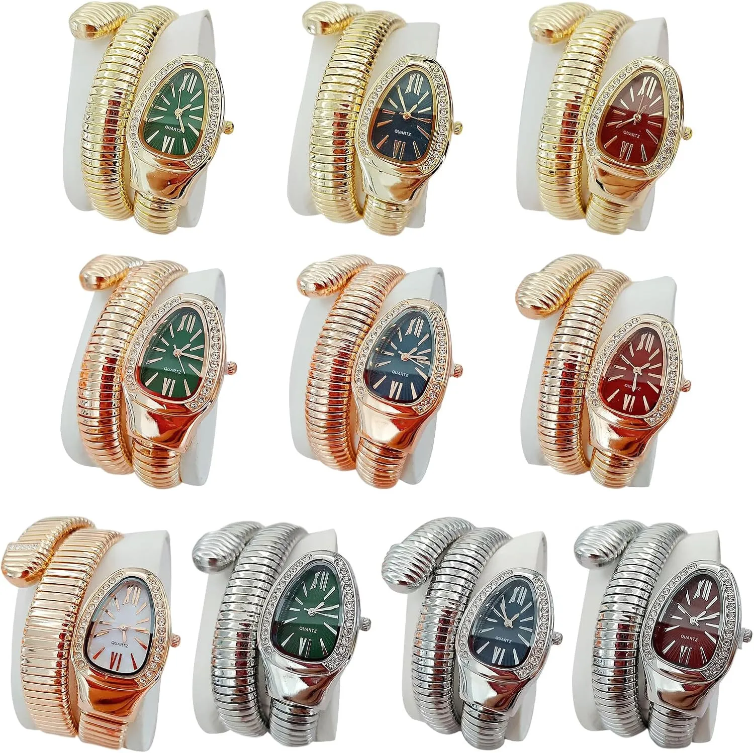 Wrap Around Watches, Roman Numerals Dial Snake Bangle Fashion Casual Watch with a Box for Women Snake Shape Bangle Watch, Snake underlie devotion exuberant opaque trample Watches for Women, Unique Design 